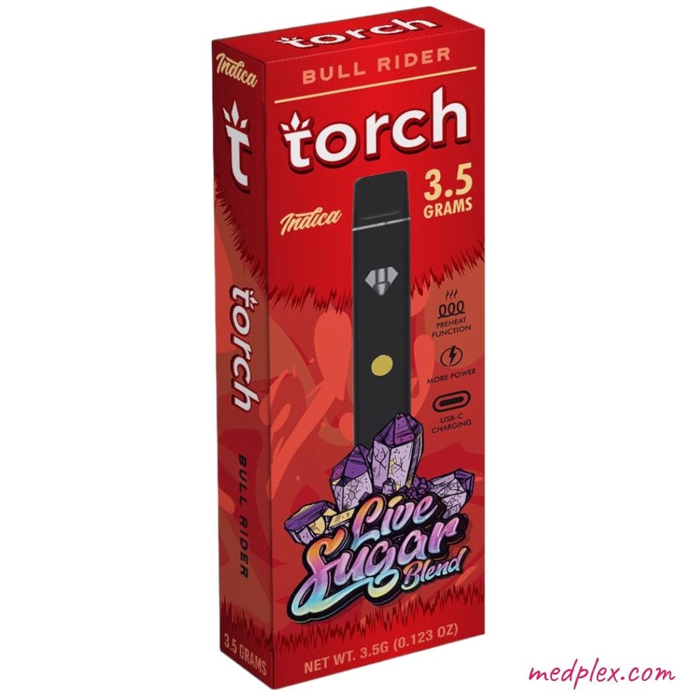 Torch Live Sugar Blend THC Disposable Vape Pen Indica Bull Rider